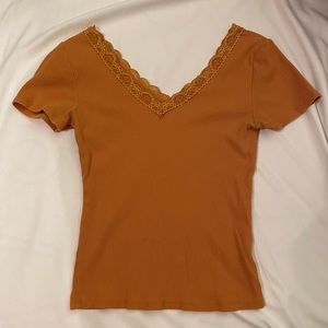 Mustard yellow lacey top